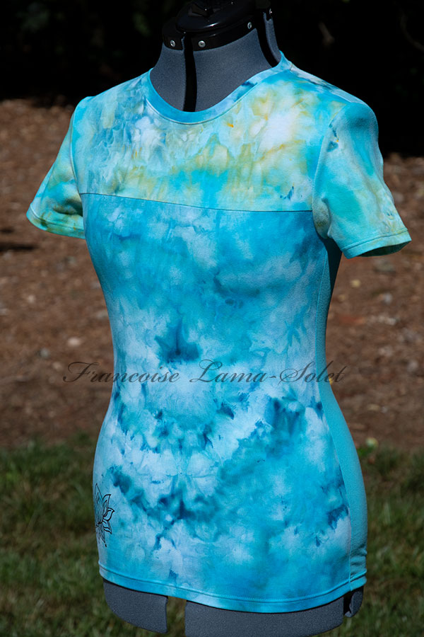 Wearable Art Turquoise Hand Dyed Tie Dye Short Sleeve Lotus Flower T ...