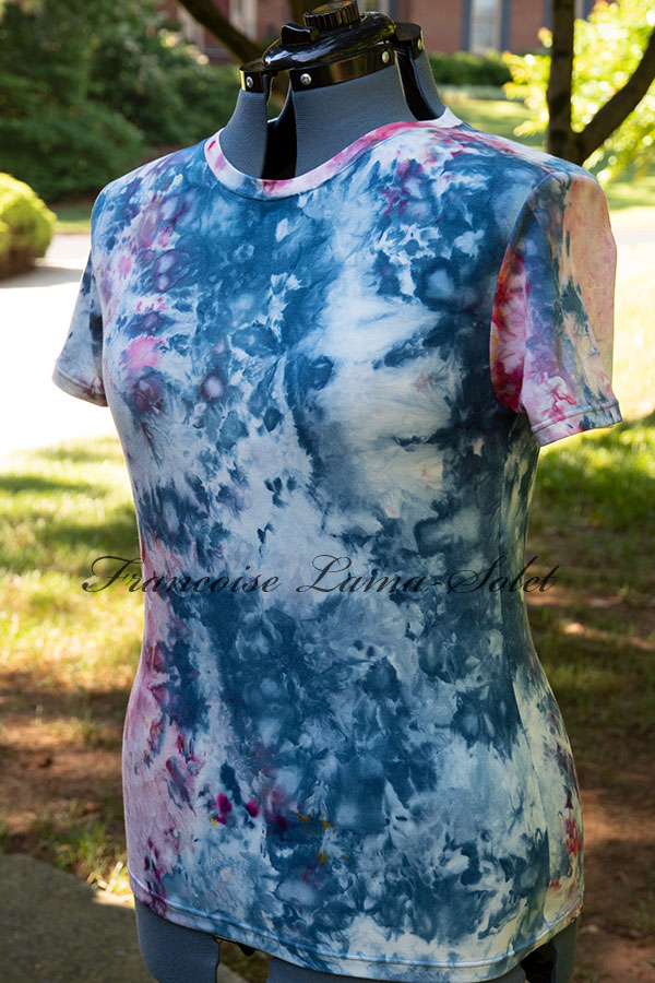 One of a Kind Wearable Art Blue, Red and White Hand Dyed Tie Dye Short ...