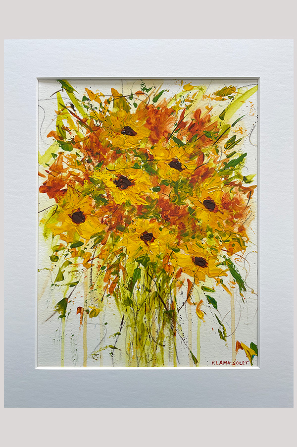 Original fall colors abstract floral acrylic painting on watercolor paper - Autumn Delight