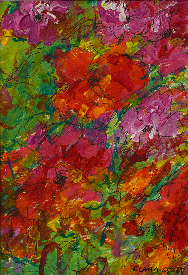 Colorful Small Original Contemporary Abstract Floral Painting on ...